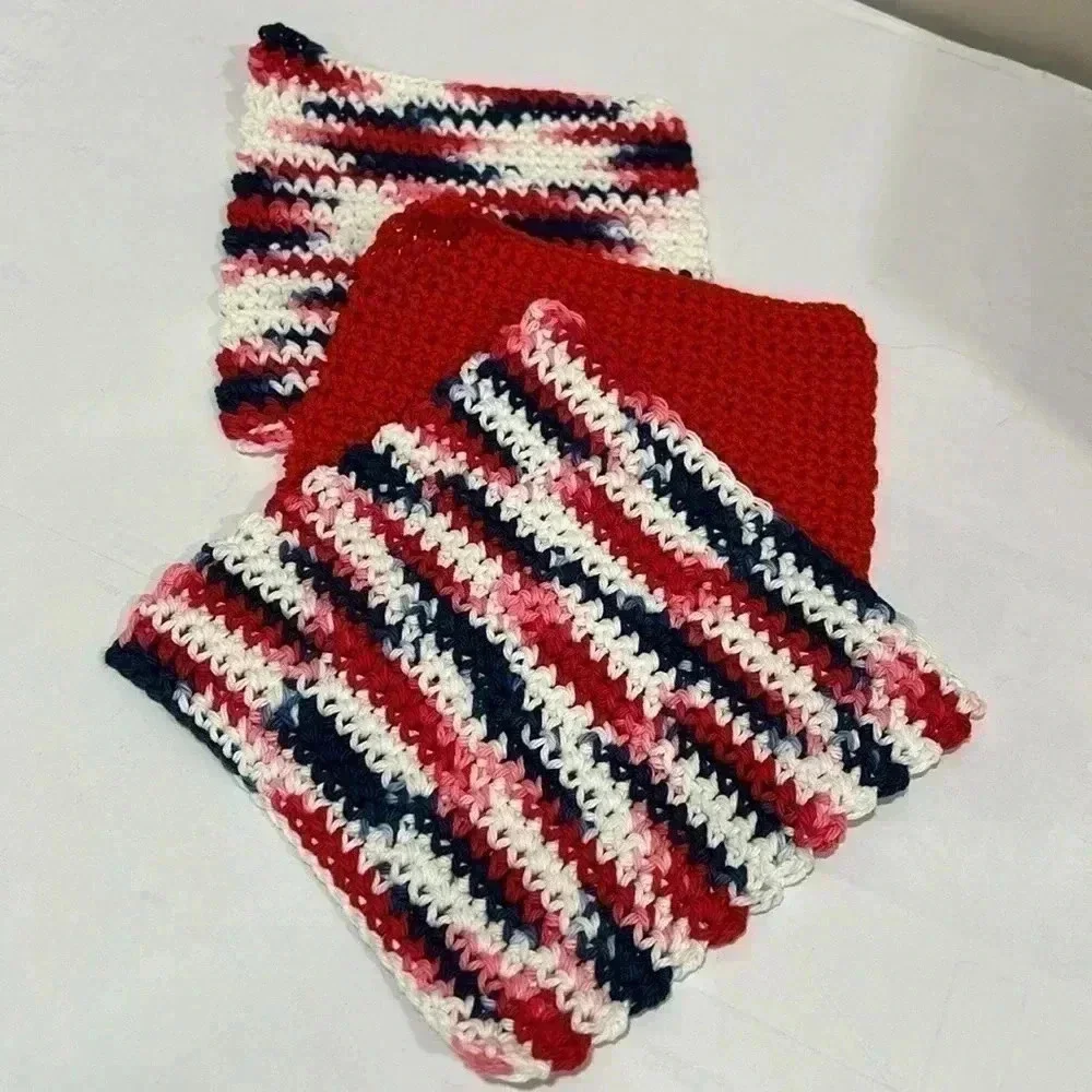 Hand Crocheted Washcloth/Dishcloth - Set of 3
